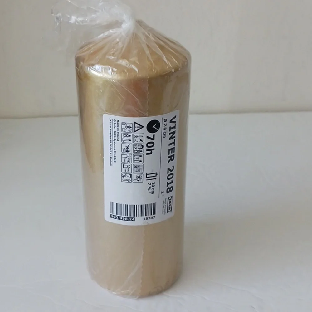 Ikea Vinter 2018 candle gold 7 3/4 in high